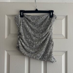 Zara Silver Sequin Top